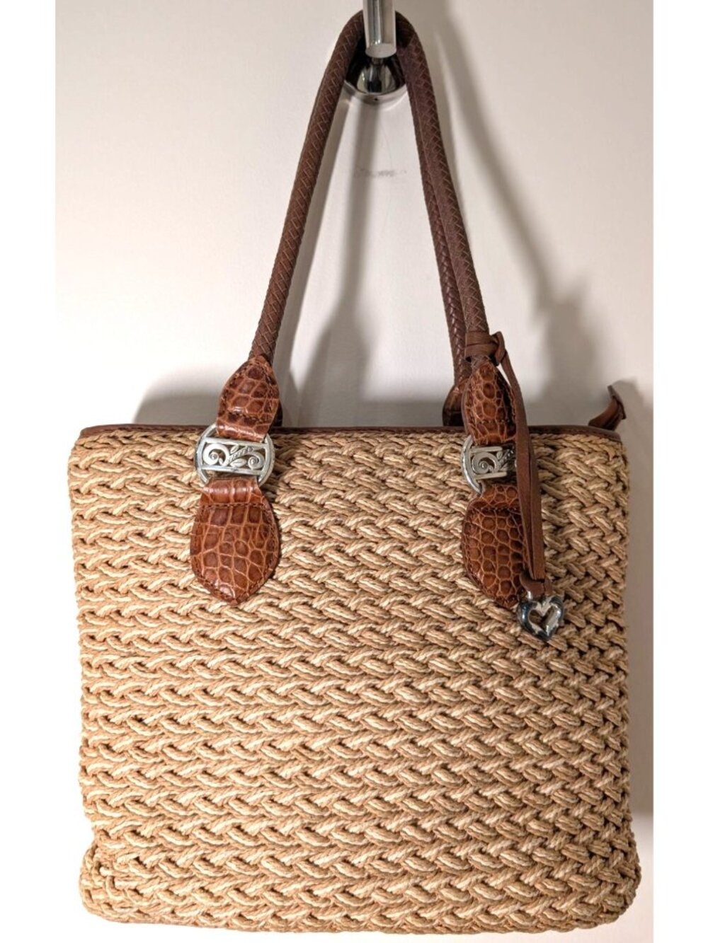 Brighton Eva Woven Natural Raffia Tote Shoulder Bag with Dustbag